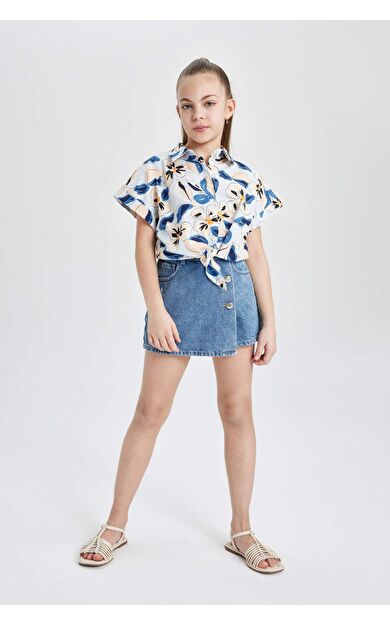 DeFactoFit Kız Çocuk Jean Şort Etek