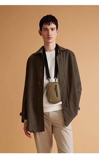 DeFactoFit Erkek Orta Suni Deri Telefon Çantası