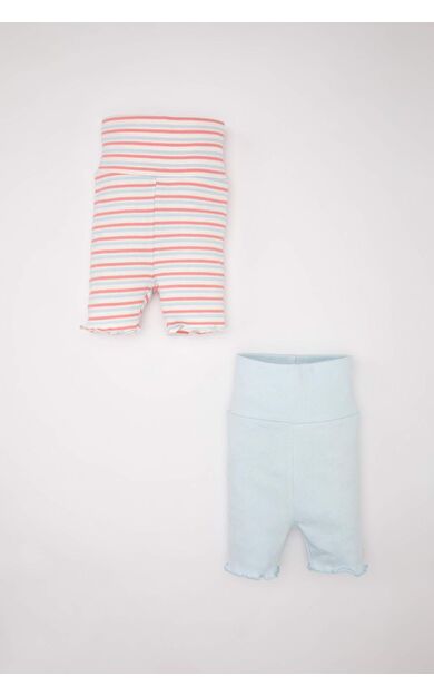 DeFactoFit Kız Bebek Regular Fit Çizgili Fitilli Kaşkorse 2'li Şort