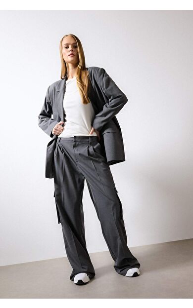 DeFactoFit Wide Leg Kargo Kargo Cepli Yüksek Bel Standart Pantolon
