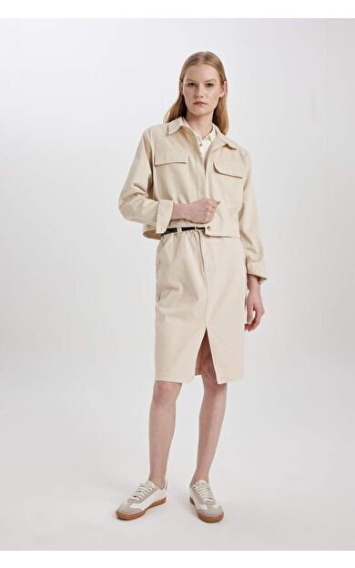 DeFactoFit Normal Bel Gabardin Midi Etek