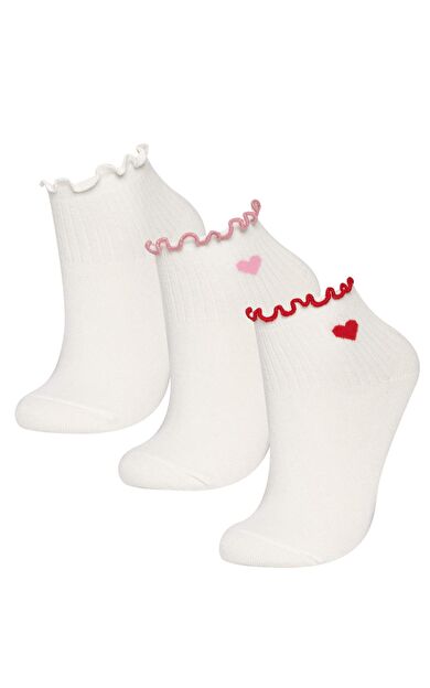 DeFactoFit Kız Çocuk 3'lü Pamuklu Soket Çorap