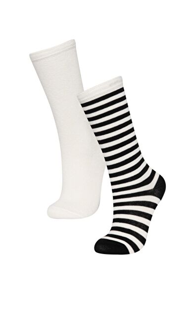 DeFactoFit Kız Çocuk Baskılı 2'li Pamuklu Uzun Çorap