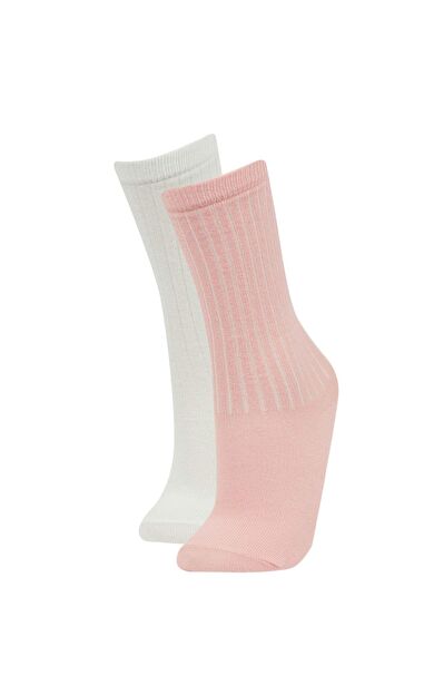 DeFactoFit Kız Çocuk 2'li Pamuklu Uzun Çorap