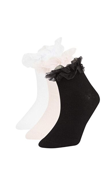DeFacto Kız Çocuk 3'lü Pamuklu Patik Çorap C2937A8NSKR1