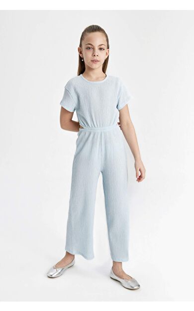 DeFactoFit Kız Çocuk Bürümcük Kısa Kollu Tulum