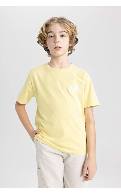 DeFactoFit Erkek Çocuk Regular Fit Bisiklet Yaka Baskılı Kısa Kollu Tişört C3298A824SMYL270