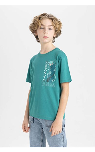 DeFactoFit Erkek Çocuk Regular Fit Bisiklet Yaka Baskılı Kısa Kollu Tişört C3347A824SMGN255