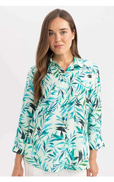 DeFactoFit Regular Fit Desenli Uzun Kollu Gömlek
