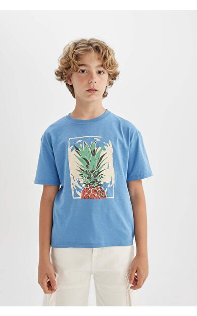 DeFactoFit Erkek Çocuk Oversize Fit Bisiklet Yaka Baskılı Kısa Kollu Tişört C4044A824SMBE277