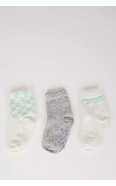 DeFactoFit Erkek Bebek Dikişsiz 3'lü Pamuklu Uzun Çorap