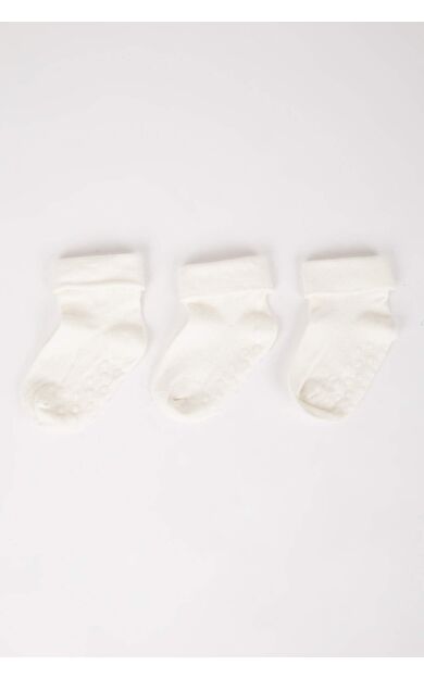 DeFactoFit Kız Bebek Dikişsiz 3'lü Pamuklu Uzun Çorap