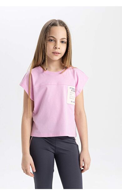 DeFactoFit Kız Çocuk Boxy Fit Baskılı Kısa Kollu Tişört C4507A824SMPN444