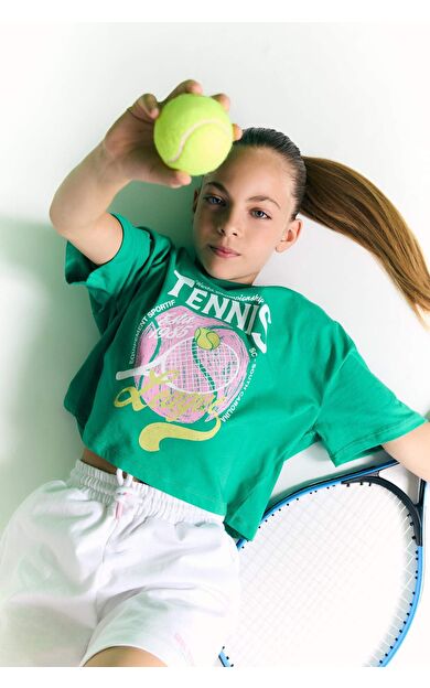 DeFactoFit Kız Çocuk Crop Top Kısa Kollu Tişört C4726A824SMGN319