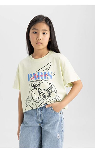 DeFactoFit Kız Çocuk Looney Tunes Kısa Kollu Tişört C4822A824SMGN653
