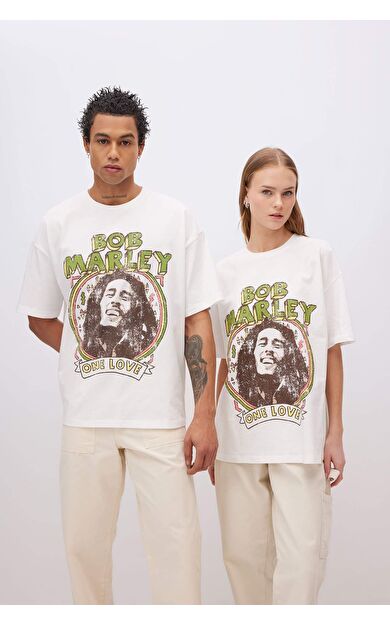 DeFactoFit Unisex Oversize Fit Sevgililer Günü Bisiklet Yaka Baskılı Kısa Kollu Tişört