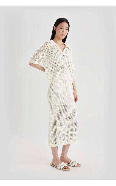 DeFactoFit Ajur Triko Midi Etek