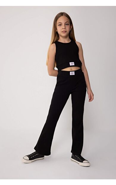 DeFactoFit Kız Çocuk Fitilli Kaşkorse Atlet İspanyol Paça Tayt 2'li Takım