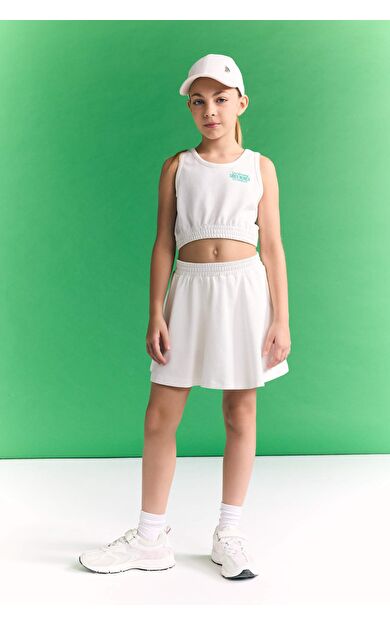 DeFactoFit Kız Çocuk Baskılı Kolsuz Tişört Etek 2'li Takım