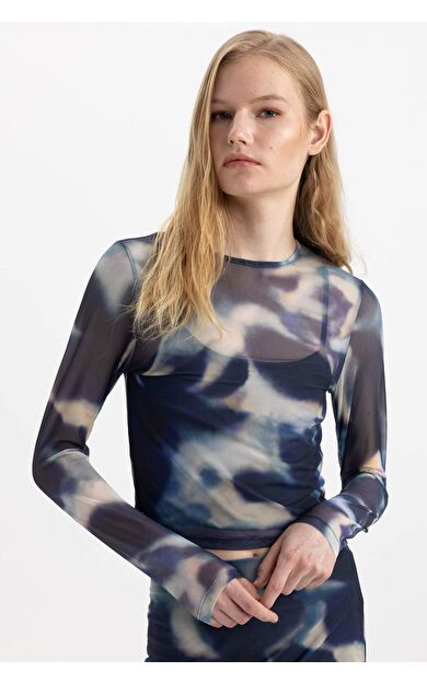 DeFactoFit Slim Fit Bisiklet Yaka Uzun Kollu Tişört