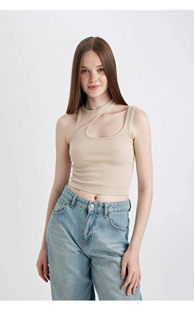 DeFactoFit Fitted Bisiklet Yaka Fitilli Kaşkorse Atlet C5570AX24SMBG655