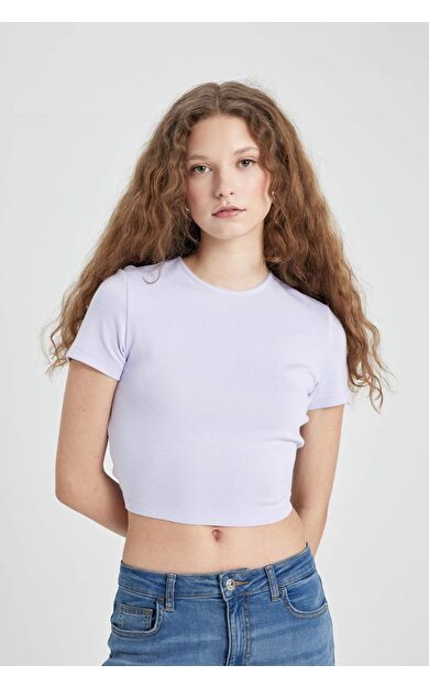 DeFactoFit Fitted Bisiklet Yaka Kısa Kollu Tişört C5699AX24SPPR40