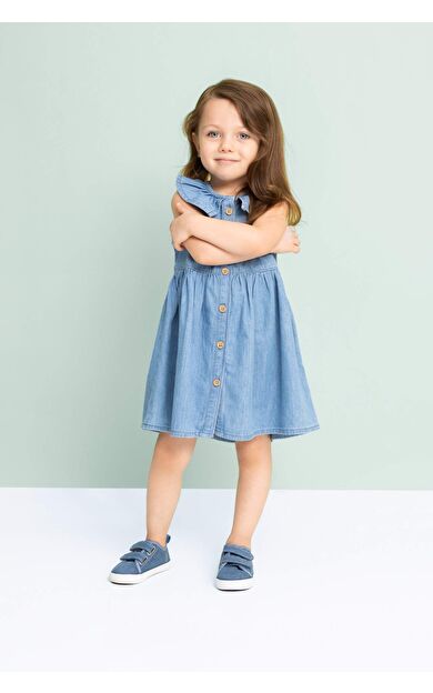 DeFactoFit Kız Bebek Kolsuz Jean Elbise