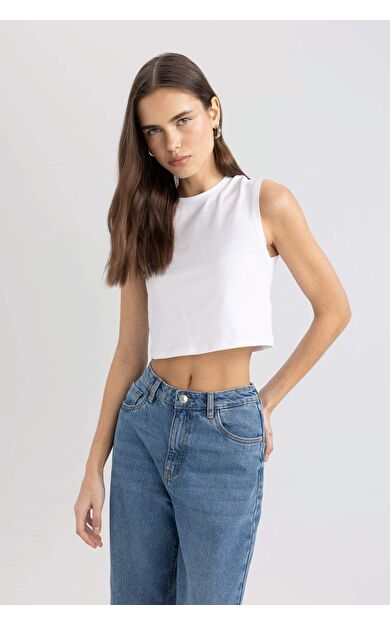 DeFactoFit Crop Bisiklet Yaka Atlet C6205AX24SMWT34