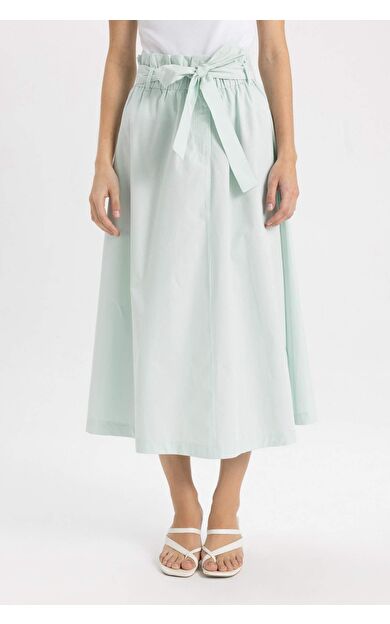 DeFactoFit A Kesim Normal Bel Poplin Midi Etek