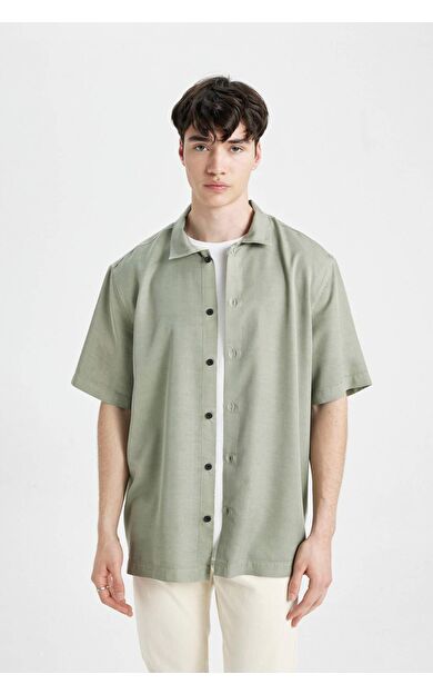 DeFactoFit Relax Fit Polo Yaka Pamuklu Kısa Kollu Gömlek C7394AX24SMGN931