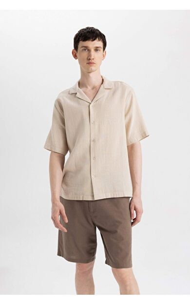 DeFactoFit Relax Fit Polo Yaka Pamuklu Kısa Kollu Gömlek C7578AX24SMBG695