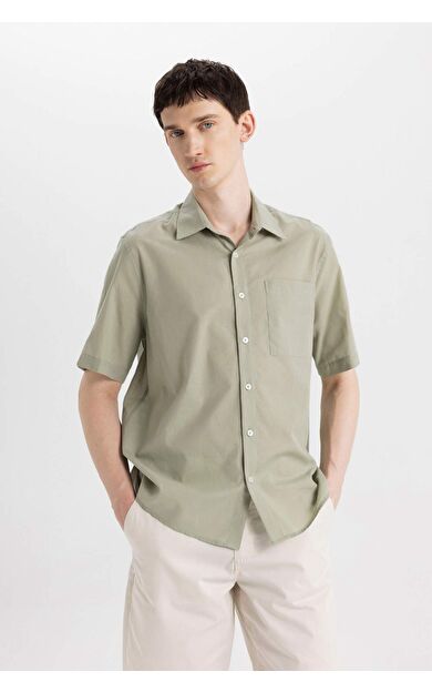 DeFactoFit Relax Fit Polo Yaka Pamuklu Kısa Kollu Gömlek C7598AX24SMGN497