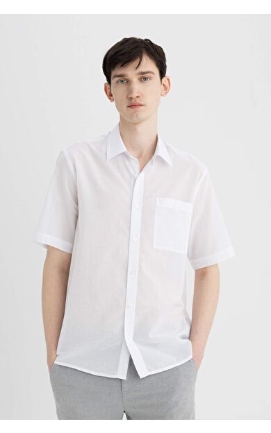 DeFactoFit Relax Fit Polo Yaka Pamuklu Kısa Kollu Gömlek C7598AX24SMWT34