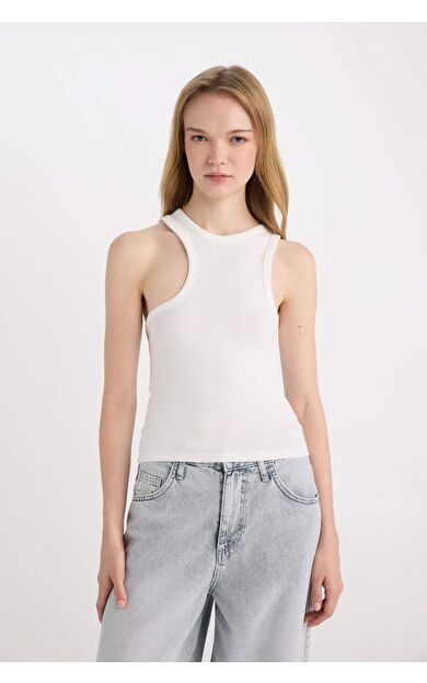 DeFactoFit Fitted Bisiklet Yaka Fitilli Kaşkorse Atlet C7659AX24SMWT32