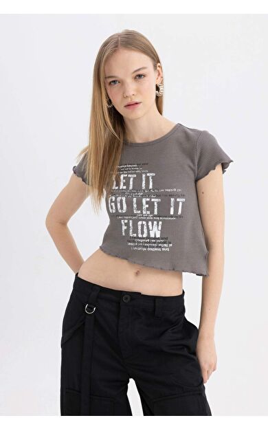 DeFactoFit Coool Fitted Baskılı Kısa Kollu Tişört C8613AX24SMGR310