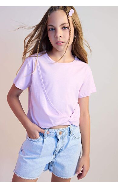 DeFactoFit Kız Çocuk Relax Fit Bisiklet Yaka Kısa Kollu Tişört C9775A824HSPR139