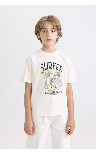 DeFactoFit Erkek Çocuk New Regular Fit Bisiklet Yaka Baskılı Kısa Kollu Tişört D0439A824HSWT47