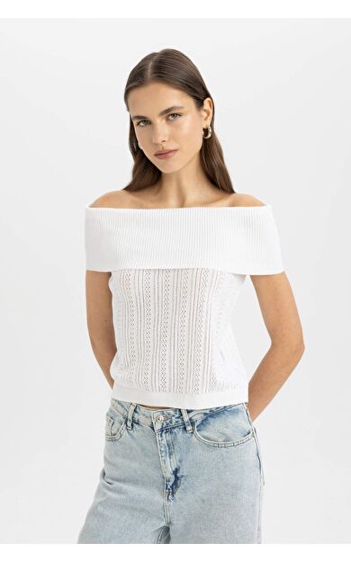 DeFactoFit Fitted Açık Omuz Kazak D0604AX24SMWT34