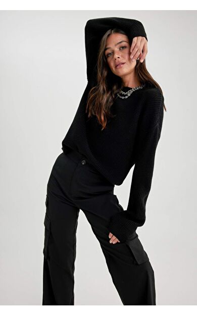 DeFactoFit Regular Fit Bisiklet Yaka Triko Kazak