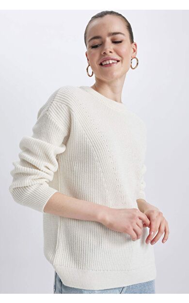 DeFactoFit Regular Fit Bisiklet Yaka Triko Kazak