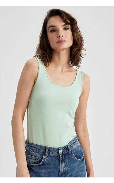 DeFactoFit Slim Fit Bisiklet Yaka Atlet Turkuaz