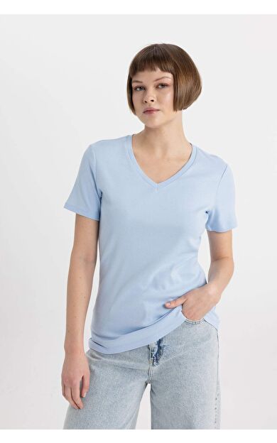 DeFactoFit Slim Fit V Yaka Kısa Kollu Tişört I1080AZ24SMBE745