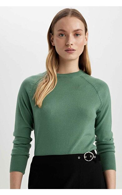 DeFactoFit Regular Fit Bisiklet Yaka Kazak