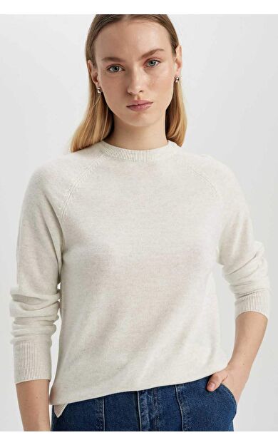 DeFactoFit Regular Fit Bisiklet Yaka Kazak