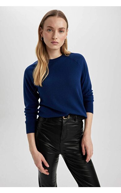 DeFactoFit Regular Fit Bisiklet Yaka Kazak