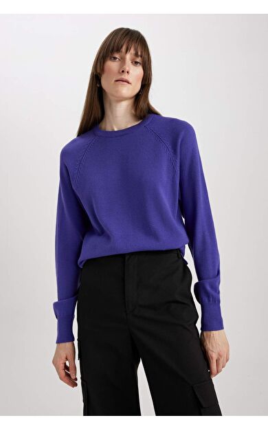 DeFactoFit Regular Fit Bisiklet Yaka Kazak