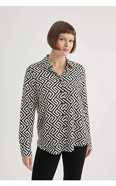 DeFactoFit Regular Fit Gömlek Yaka Uzun Kollu Gömlek