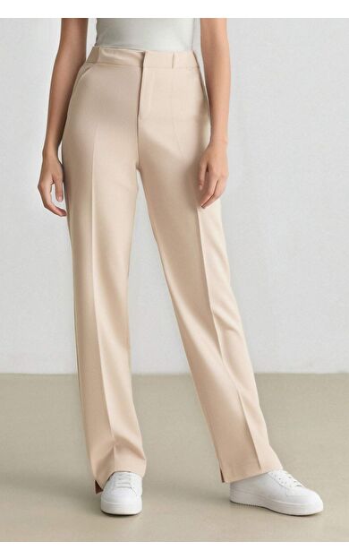 Valentina Sigaret Normal Bel Düz Paça Saten Pantolon
