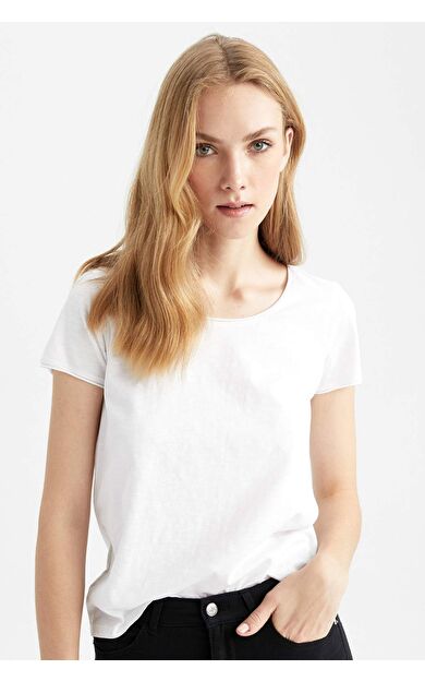 DeFactoFit Regular Fit Bisiklet Yaka Kısa Kollu Tişört Beyaz