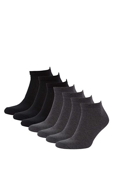 DeFactoFit Erkek Pamuklu 7'li Kısa Çorap Gri